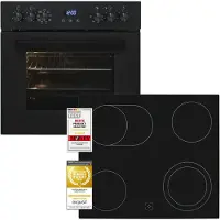 Exquisit EHE367-HBZ-120 mattschwarz Einbauherd-Set – Energieklasse A, perfekte Passform & modernes Design für Ihre Küche (59,5 x 59,5 cm)