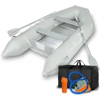 Eberth Schlauchboot 4 Personen + 1 Kind, 3,20m x 1,50m Boot mit Sitzbank bis 566 kg Angelboot Paddelboot aus robustem PVC, Boot mit Aluboden
