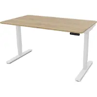 Assmann Elektrisch höhenverstellbarer Schreibtisch Y-Line Curved Eiche Natura Weiß, 120x70cm, Memoryfunktion, 2-fach-Motorik