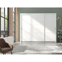 Beautysofa Kleiderschrank FRAMA 255cm Weiß Schiebetürenschrank