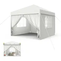UISEBRT 3x3m Partyzelt Pavillon Wasserdicht Stabil Gartenpavillon Anti-UV mit Seitenteilen und großen Fenstern Gartenzelt Festzelt für Garten Party Weiß