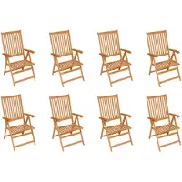 vidaXL Verstellbare Gartenstühle mit Auflagen 8 Stk. Massivholz Teak