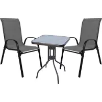 Mojawo Bistro Sitzgarnitur Bistrogarnitur 3-teilig Anthrazit/Schwarz