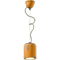 Licht-Erlebnisse Hängelampe Keramik Ø 12,5 cm H: max. 114 cm Gelb Shabby Antik E27 rund Vintage Keramiklampe