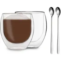 Feelino DUOS doppelwandiges Glas 80 ml Thermofunktion inkl. Edelstahl-Löffel