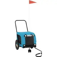 Syfax Fahrradanhänger Hunde Blau und Schwarz Oxford-Gewebe & Eisen