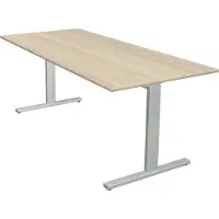 Kerkmann Schreibtisch Form 2 180x80x70-82 cm T-Fuß Alusilber ahorn
