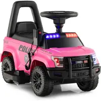 Costway Polizeiauto für Kinder mit 6-V-Akku, Aufsitzfahrzeug für 18–60 Monate alte Kinder Rosa