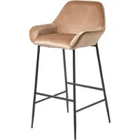 Homescapes Barhocker „Eton“ Tresenstuhl Samt Barhocker mit Rückenlehne 103cm hoch - beige