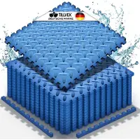 Tillvex Pool Bodenschutzmatte Blau - 48 Stück | Unterlegmatte für Pool & Planschbecken | Poolmatte Bodenmatte Outdoor | Poolunterlage Bodenschutz Matten wärmeisolierend | Whirlpool Bodenfolie weich