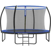 Songmics Trampolin Ø 305 cm mit Leiter + Netz + Stangen + Abdeckung sicher Fitnessgerät rundes Gartentrampolin schwarz