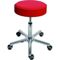 Stier Drehhocker mit Doppelrollen, höhenverstellbare Sitzhöhe 540-720mm, dicke Polsterung, widerstandsfähiger Bezug aus Kunstleder, Rot