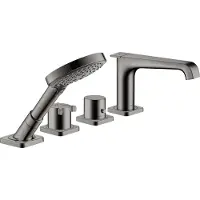 Hansgrohe AXOR Citterio E 4-Loch Fliesenrandarmatur mit Thermostat, 36410330, Farbe: Polished Black Chrome