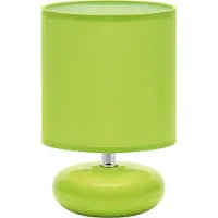 Licht-Erlebnisse Tischlampe Stoff Keramik E14 20 cm Grün rund Retro Keramikleuchte