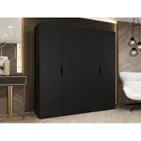 Mirjan 24 Kleiderschrank Malaga 200, Kleiderschrank, Garderobe (Farbe: Schwarz, Größe: 200 cm)