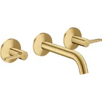 Hansgrohe AXOR One 3-Loch Waschtischarmatur Unterputz für Wandmontage mit Auslauf 160 mm und Hebelgriffen, Brushed Gold Optic