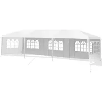 Costway 3x9m Gartenpavillon mit 5 abnehmbaren Seitenwände UV Schutz faltbar weiß