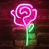 Rosikey LED Neonlicht Schild Rose - 23x38cm Rose Wanddeko - USB Blumen Neon Art Romantische Geschenke Valentinstag für Mädchen Schlafzimmer Ba Deko
