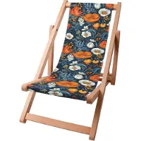 Dreamroots Kinder Liegestuhl klappbar Holz, bis zu 130 kg, Sonnenliege klappbar mit 3-stufiger Neigungsregulierung der Rückenlehne, Flower Bombs