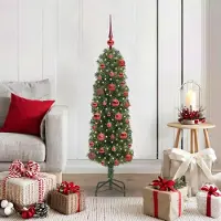 vidaXL "Schlussverkauf" Künstlicher Weihnachtsbaum(1 pc) - Kunstbaum/Tannenbaum - mit 150 LEDs mit Ständer Grün 120 cm C7280