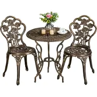 Yaheetech 3-tlg. Bistro Set im antiken Stil, inkl. 1 Gartentisch & 2 Gartenstühle, aus Metall, Aluguss, Balkonset Gartenset, Bronze