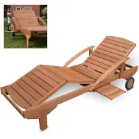 HECHT ERA Gartenliege aus Meranti Holz mit Tisch | 195 x 60 x 32 cm | Witterungsfest
