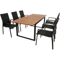 Degamo Gartenset Sitzgruppe RIVELLO 7-teilig, Alu + Akazie + Kunstgewebe schwarz