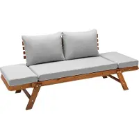 Dehner Gartenmöbel Sofa Macao, inkl. Polster, ca. 196 x 75 x 70 cm, FSC-es Akazienholz / Polyester, geölt, braun / grau