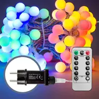 X4-LIFE 120 LED Kugeln Lichterkette, 3.6W RGB 17 m IP44 Schutzklasse, 8 Lichtmodi, Timer, Fernbedienung, für Balkon, Garten, Geländer, Innen & Außen Dekoration