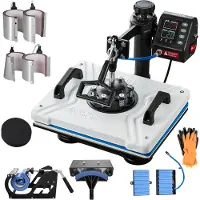 Vevor 10 in 1 Hitzepresse 38 x 30 cm Transferpresse 360-Grad-Drehbar Multifunktionale Sublimation Weiß Textilpresse Heißpresse Maschine T-Shirtpresse Becherpresse Tassenpresse für Hüten Tellern Tassen