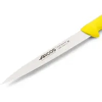 Arcos Filetiermesser Farbe - Prof 295200 mit Nitrumtaschen aus Edelstahl und ergonomischem gelbem Polypropylen mango und 19 cm Klinge, Vitrine