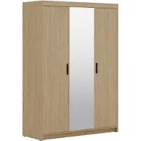 AX Living Storicos 3T 3-türiger Kleiderschrank mit Spiegel Geölte Eiche 133 cm