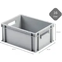 Proregal SuperSparSet 10 x Eurobehälter Mit Offenem Griff und Scharnierdeckel HxBxT 17,5 x 30 x 40 cm 16 Liter Grau Eurobox Transportbox