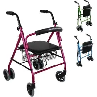 Mobiclinic , Rollator, Prado, , Rollator faltbar und leicht, Gehhilfe aus Aluminium, Mit gepolsterter Sitzfläche und Rückenlehne, 4 Räder, Rosa