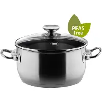 Berndes Kochtopf mit Glasdeckel 16, 20 oder 24 cm, Edelstahl, poliert - Injoy PFAS-frei
