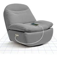 FlexiSpot XR6 Oval Elektrischer Relaxsessel mit Decke, 360° drehbarer Fernsehsessel mit Liegefunktion, USB-Anschluss, Rückenlehne, Fußstütze, Grau