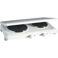 Rommelsbacher Doppelkochplatte THL 3097/A, langlebige Gussheizplatten, emailliertes Gehäuse, stufenlose Temperaturregelung, Überhitzungsschutz,2 Heizplatten: 145 mm Ø, 1500 Watt / 180 mm Ø, 1500 W, Abdeckung