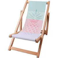 Dreamroots Kinder Liegestuhl klappbar Holz bis zu 130 kg, Sonnenliege klappbar mit 3-stufiger Neigungsregulierung der Rückenlehne, Pineapple Color