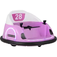 Costway Elektro Autoscooter Kinder, elektrisches Bumper Car mit Fernsteuerung, LED-Lichtern, Musik&360-Grad-Drehung bis zu 2km/h, für Kinder 1,5+ Rosa
