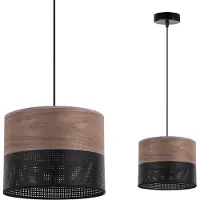 Light11 HOME Einzelne Hängelampe, Lampenschirm Aus Nussbaumfurnier 20Cm