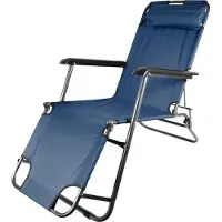 AGA Sonnenliege mit Fußteil DS713 Blau, leicht & klappbar, Stahl - pulverbeschichtet, UV-beständig, Liegestuhl, Gartenstühle, Gartenliege, Relaxsessel mit Kopfpolster, Camping Garten Balkon