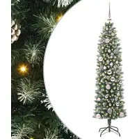 vidaXL Langlebig Künstlicher schlanker Weihnachtsbaum Grün und Weiß 150 cm - Künstliche Weihnachtsbäume Octo6841733 2parcel