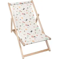 Dreamroots Liegestuhl klappbar Holz bis zu 130 kg, Sonnenliege klappbar mit 3-stufiger Neigungsregulierung der Rückenlehne, Colorful Terrazzo
