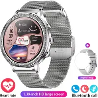 Mc star Smartwatch Damen Bluetooth Anruf 1,39-Zoll-Bildschirm Herzfrequenz, Blutdruck, Schlafüberwachung, Sportuhr, Damen Geschenk, silber