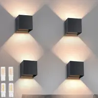 ZMH Led Wandleuchte 2ER Aussen Schwarz Wandlampe G9 Warmweiß Modern Up Down IP65 Wasserdicht Außenwandleuchte Einstellbarer Strahl Flurlampe