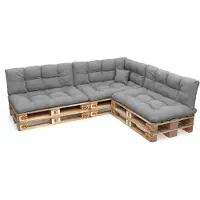 Pokar Palettenkissen mit schöner Steppung Auflage Palettensofa, Größe:8er Set, Farbe:Grau - Wasserdicht