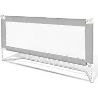 Jayseuw 150cm Bettschutzgitter Kinder Bettgitter Höhenverstellbar Kinderbettgitter für Familienbett und Kinderbett, Rausfallschutz für Kinder- & Elternbetten Bett, Grau