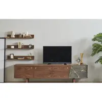 JV Möbel Wohnzimmer Wohnwand Holz Designer TV-Schrank 3x Braune Regale Luxus Set