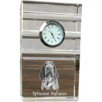 Art-Dog Italienischer Spinone, Spinone Italiano - Glasuhr mit Foto, Foto eines Hundes im Kristall, personalisierte Tischuhr für das Büro der Marke