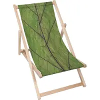 Dreamroots Liegestuhl klappbar Holz bis zu 130 kg, Sonnenliege klappbar mit 3-stufiger Neigungsregulierung der Rückenlehne, Green Leaf Blade